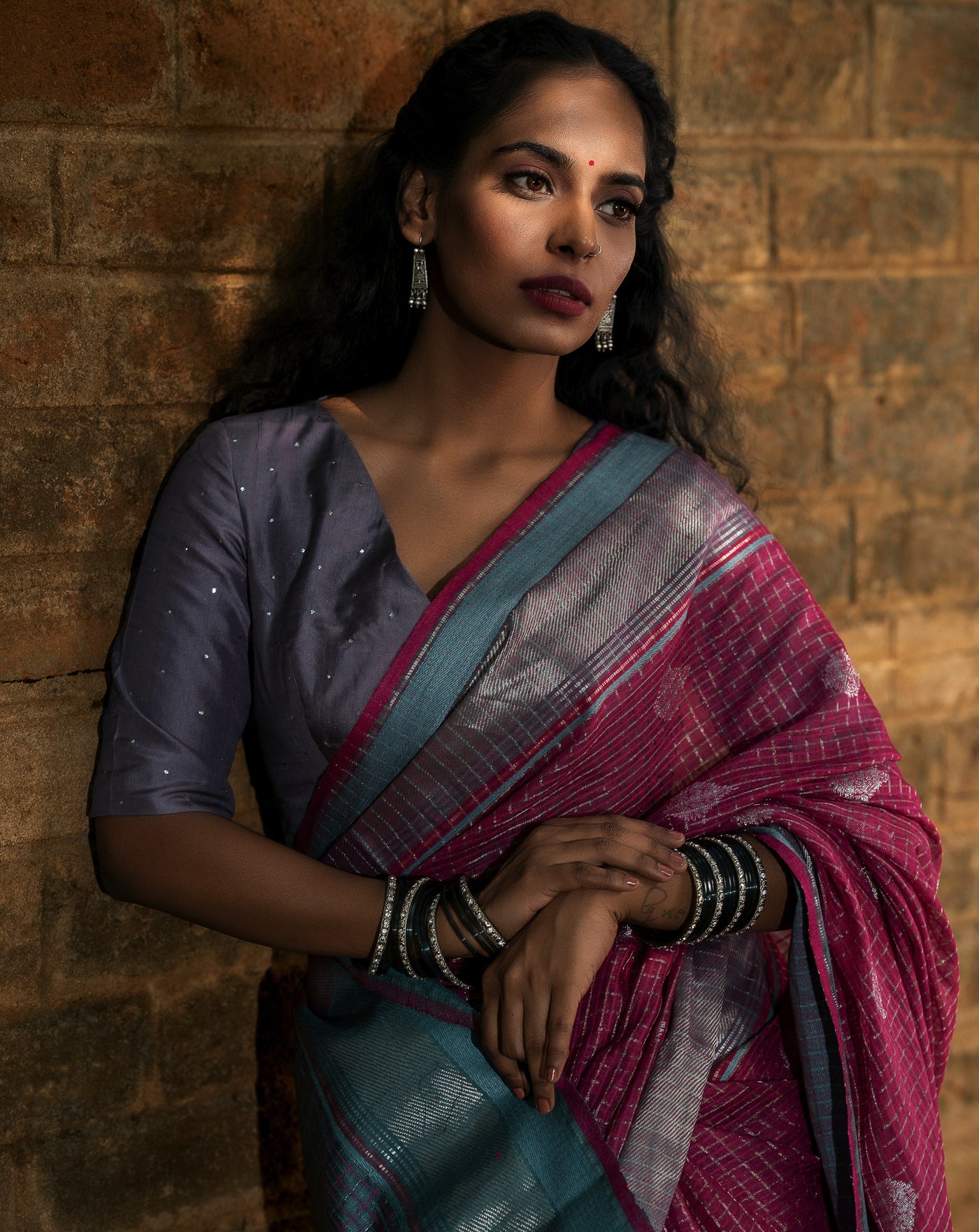 Grey Embroidered Saree with Blouse